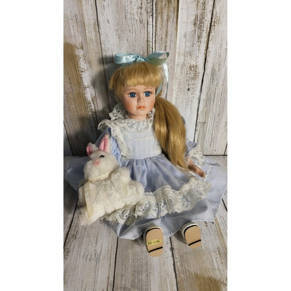 1970 Bradley Alice in Wonderland Collectible Porcelain Doll Blonde  hair - Picture 12 of 12